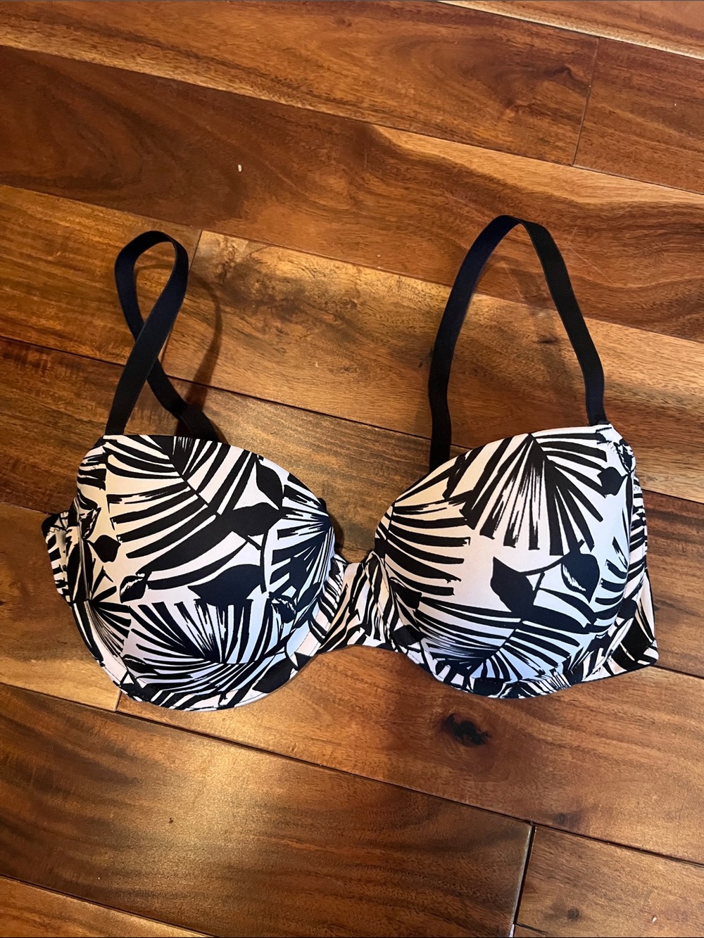 La SENZA Black and White Palm Print Push-Up Bra